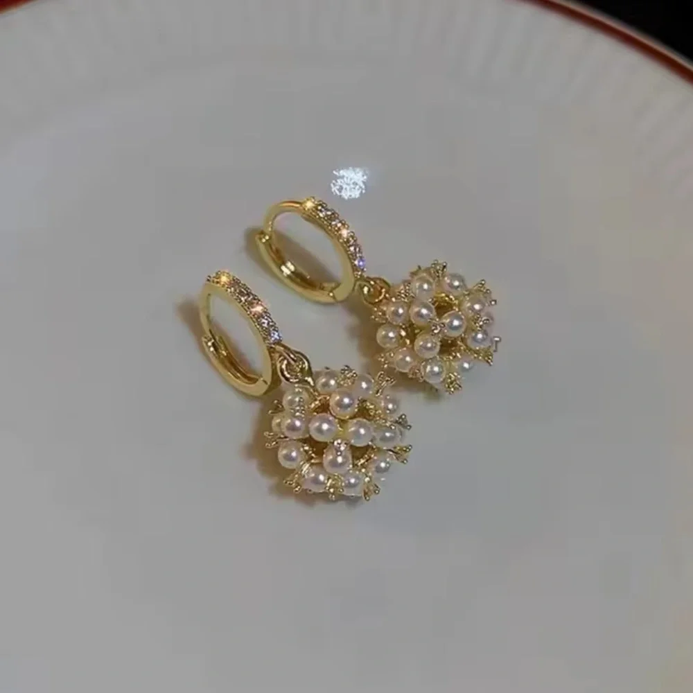 Anthropologie Gold Pearl Drop Earrings